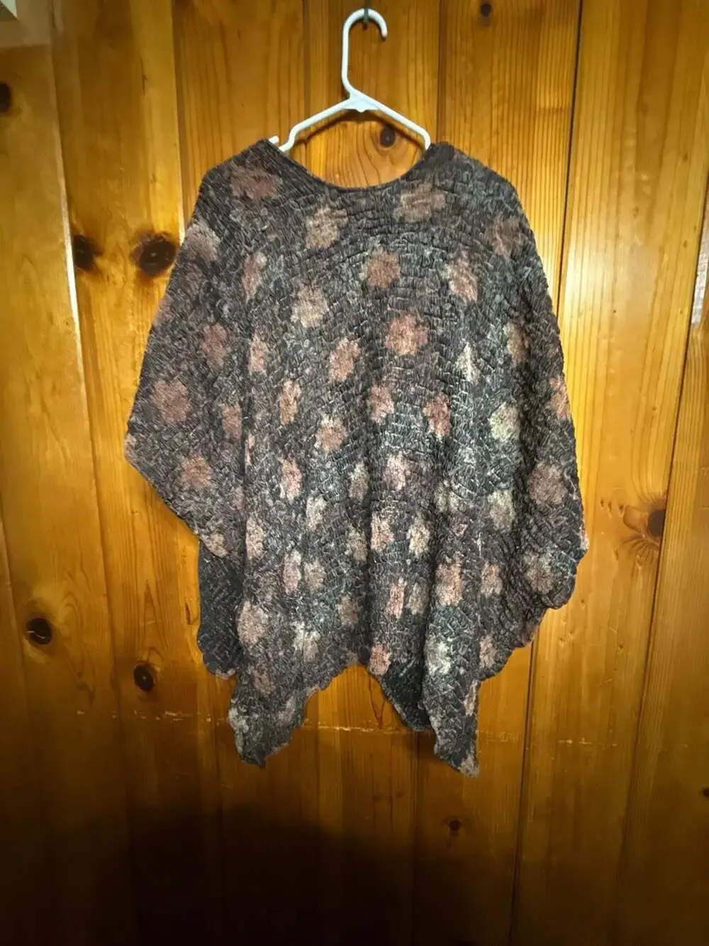 Wear It Kimono Cardigan Open Front Textured Floral Brown one size